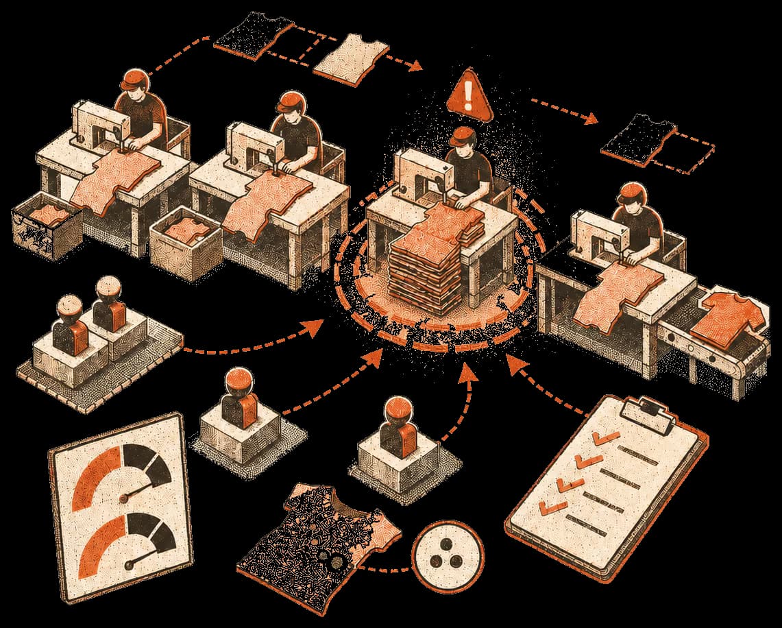 Generated production tracking system with operator stations, reports, and alert paths.